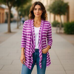 J. JILL Linen Waterfall Cardigan